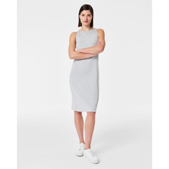 Spanx Air Essentials Grey Heather Tank Sleeveless Midi Dress Size Large - Picture 1 of 8